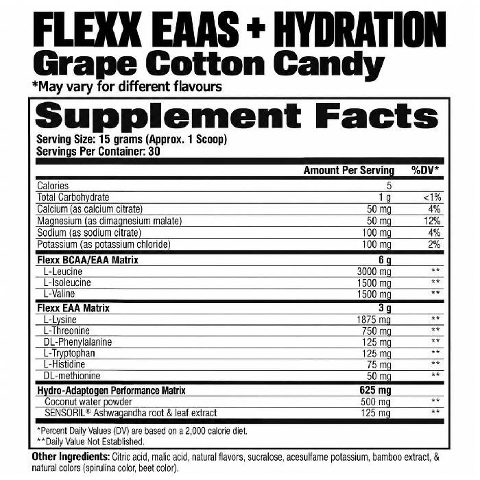 Flexx EAAS + Hydration 30 Servings Grape Cotton Candy Flexx EAAS + Hydration 30 Servings Grape Cotton Candy