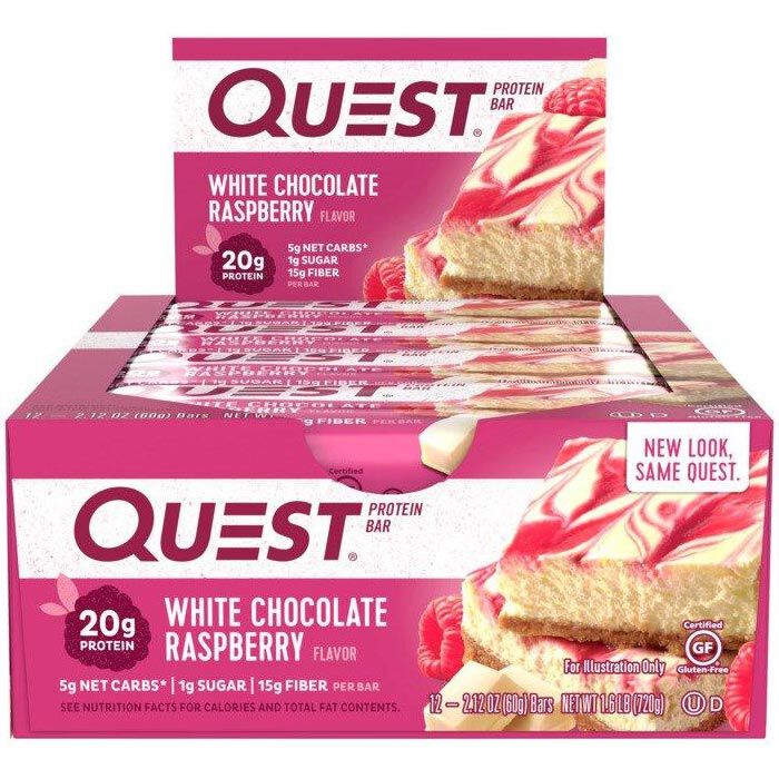 Quest Bars 12 Bars White Chocolate Raspberry Quest Bars 12 Bars White Chocolate Raspberry