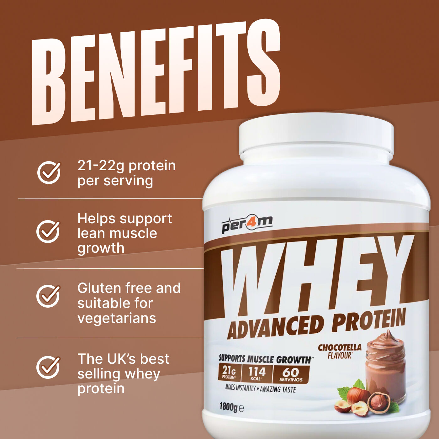 Per4m Whey Protein 2.01kg Chocolate Brownie Batter