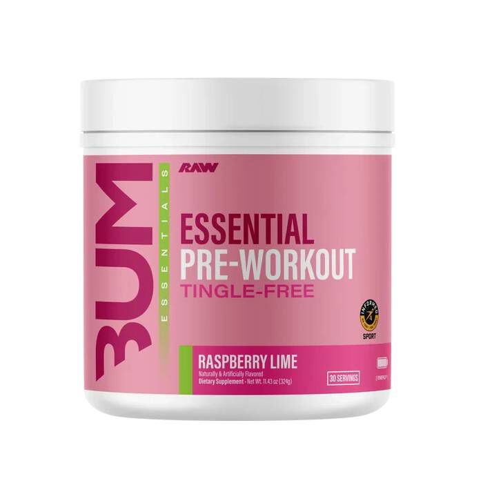 Essential Pre-Workout Tingle-Free 30 Servings Raspberry Lime Raw Nutrition Essential Pre-Workout Tingle-Free Raspberry Lime