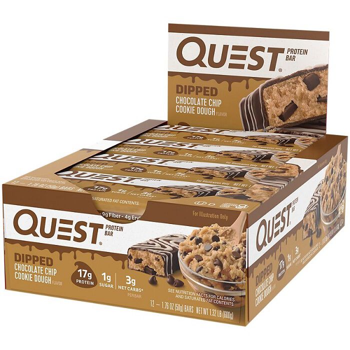 Quest Bars 12 Bars Dipped Chocolate Chip Cookie Dough