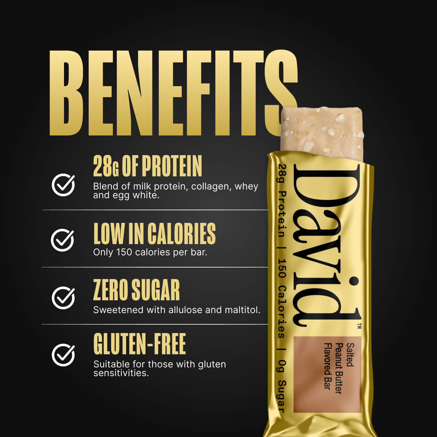 David Protein Bar 12 Bars Salted Peanut Butter