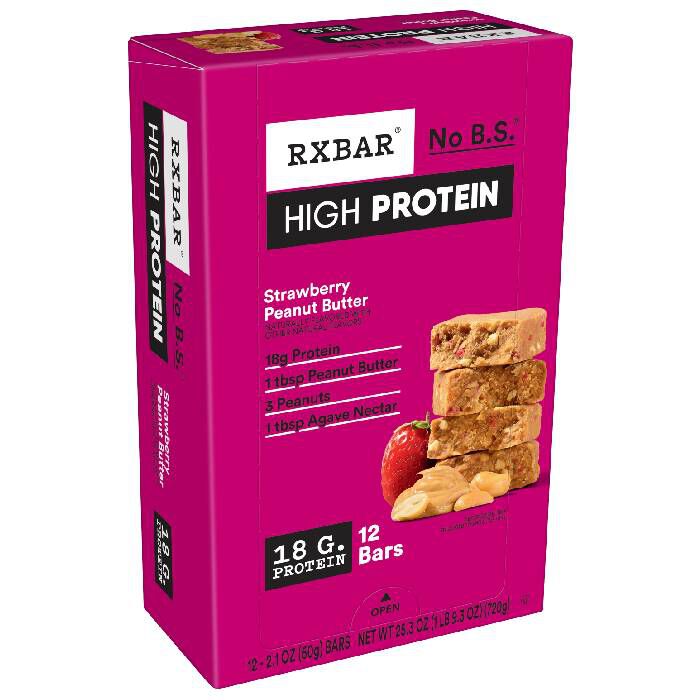 RXBar High Protein 12 Bars Strawberry Peanut Butter RXBar High Protein 12 Bars Strawberry Peanut Butter