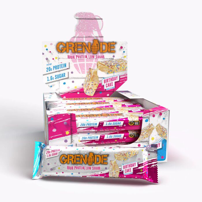 Dated Grenade Protein Bars 12 Bars Birthday Cake