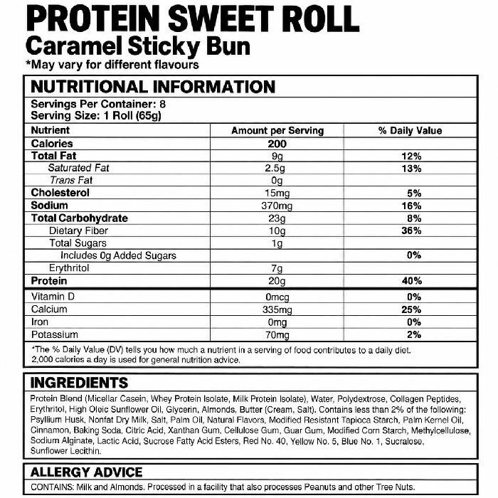 Protein Sweet Roll 8 Packs Caramel Sticky Bun Protein Sweet Roll 8 Packs Caramel Sticky Bun