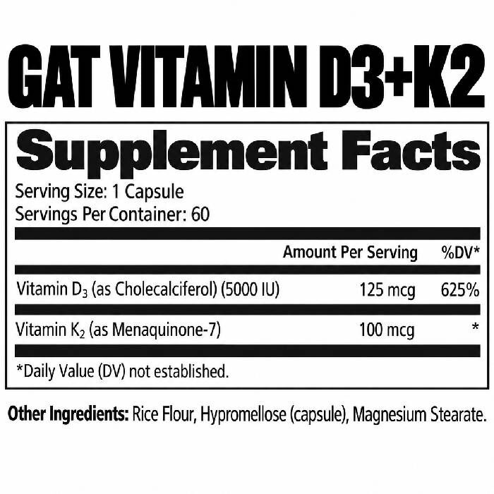 GAT Vitamin D3+K2 60 Capsules GAT Vitamin D3+K2 60 Capsules
