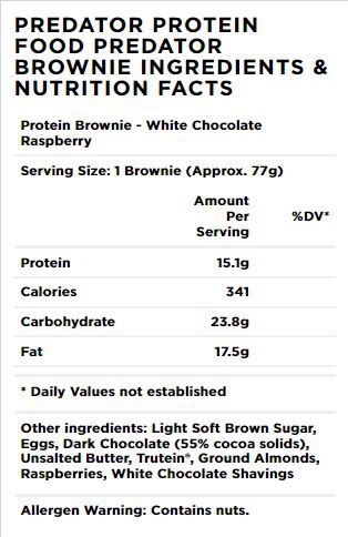 Predator Brownie Raspberry White Chocolate 5 X Brownies