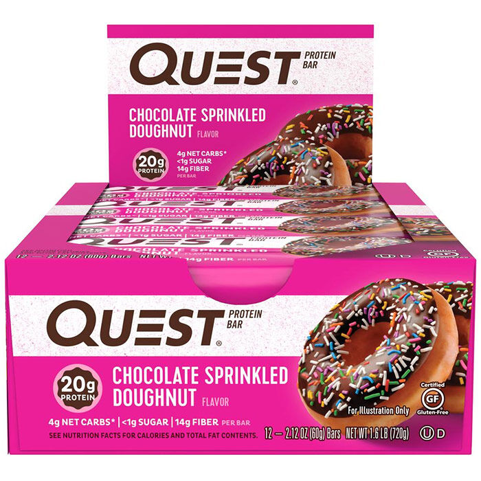 Dated Quest Bars 12 Bars Chocolate Sprinkled Doughnut