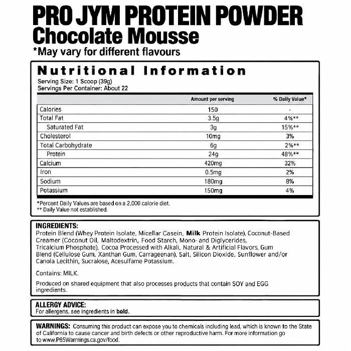 Pro JYM 45 Servings Chocolate Mousse Pro JYM 45 Servings Chocolate Mousse