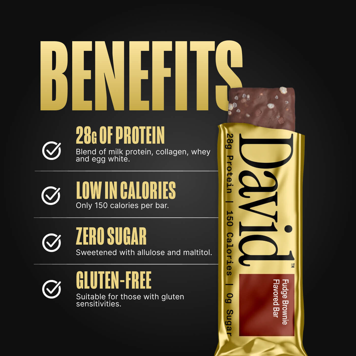 David Protein Bar 12 Bars Fudge Brownie David Protein Bar 12 Bars Fudge Brownie