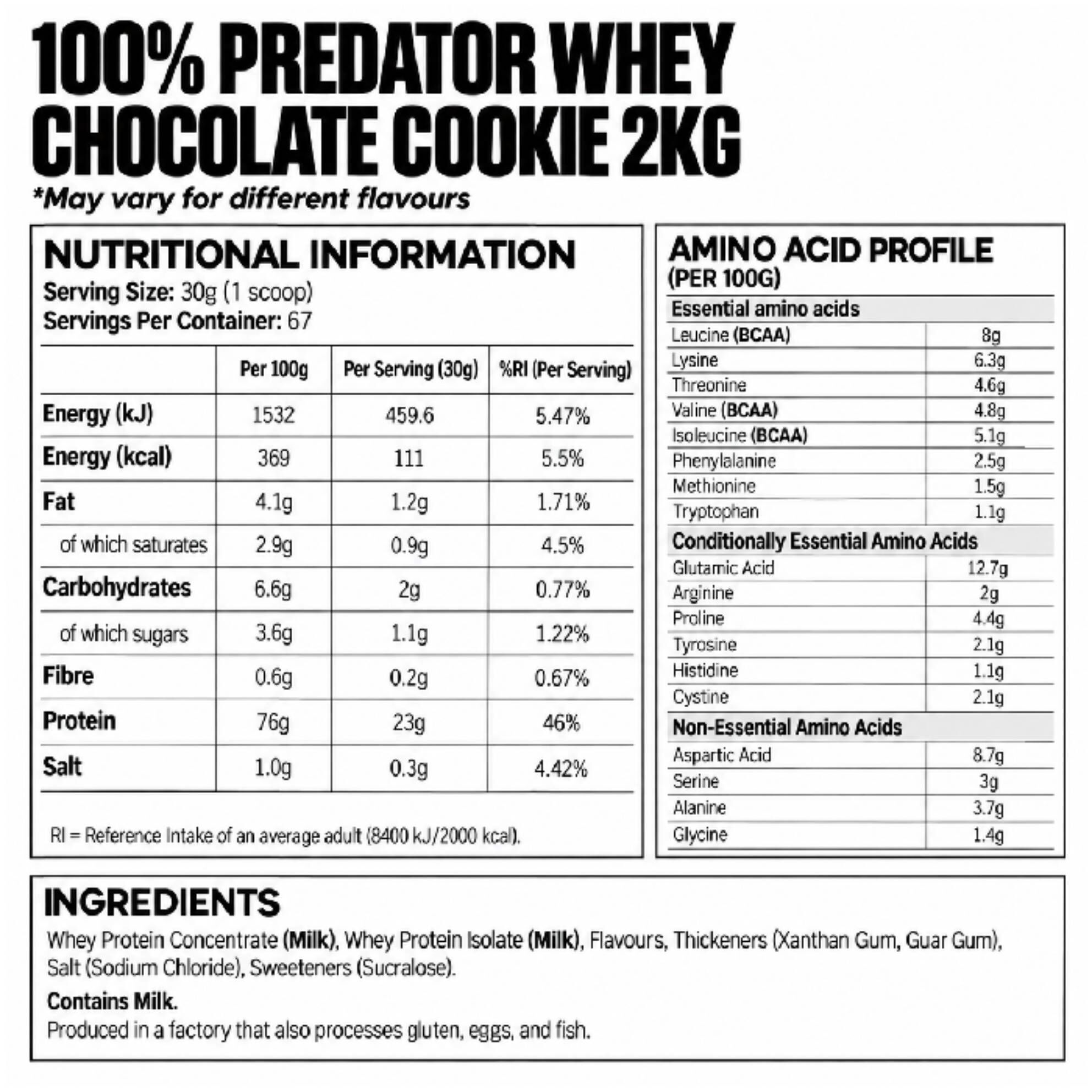 Predator Whey 2kg Chocolate Cookie Predator Whey 2kg Chocolate Cookie
