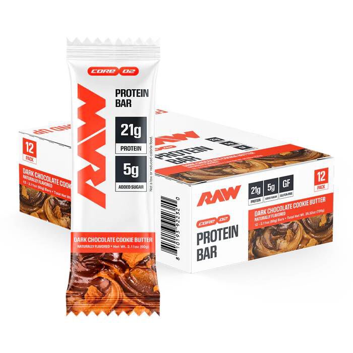 RAW Protein Bar 12 Bars Dark Chocolate Cookie Butter
