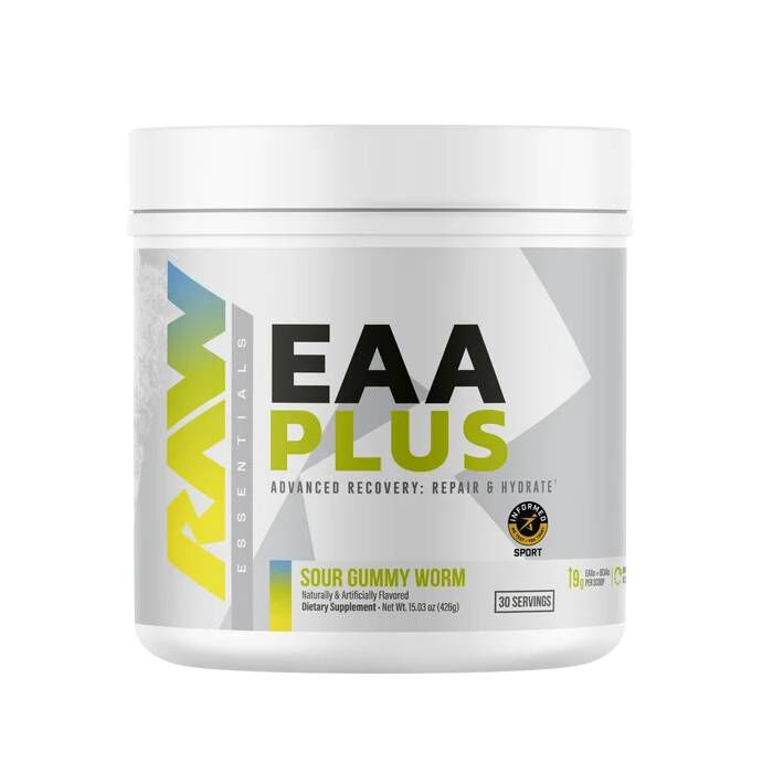 RAW EAA Plus 30 Servings Sour Gummy Worm Raw Nutrition EAA Plus Sour Gummy Worm