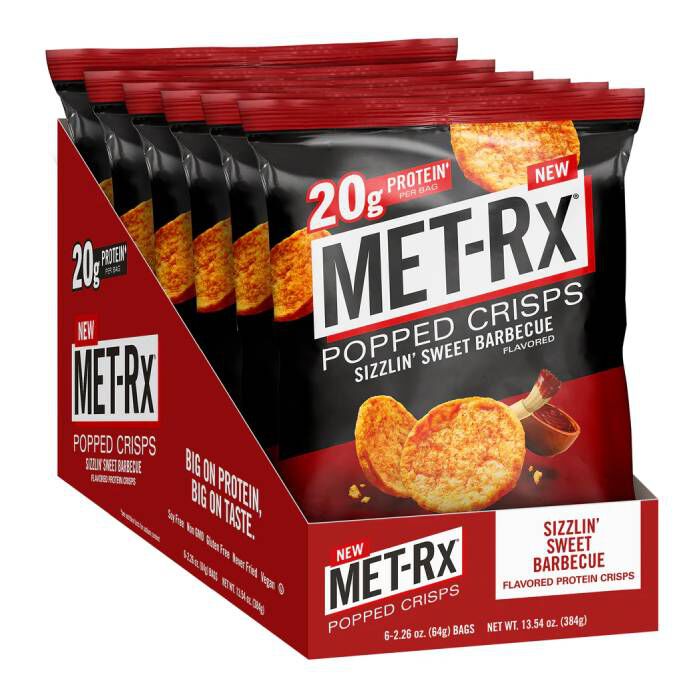 MET-RX Popped Crisps 6 Bags Sizzlin Sweet Barbecue