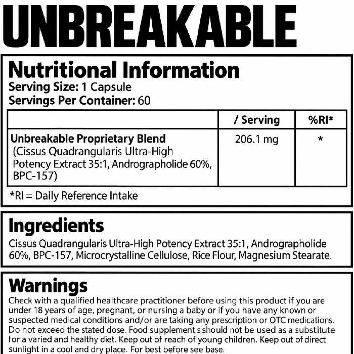 Unbreakable 60 Capsules Unbreakable 60 Capsules