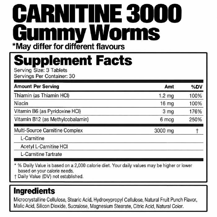 Carnitine 3000 Sour Candy Chews 90 Tablets Mixed Berry