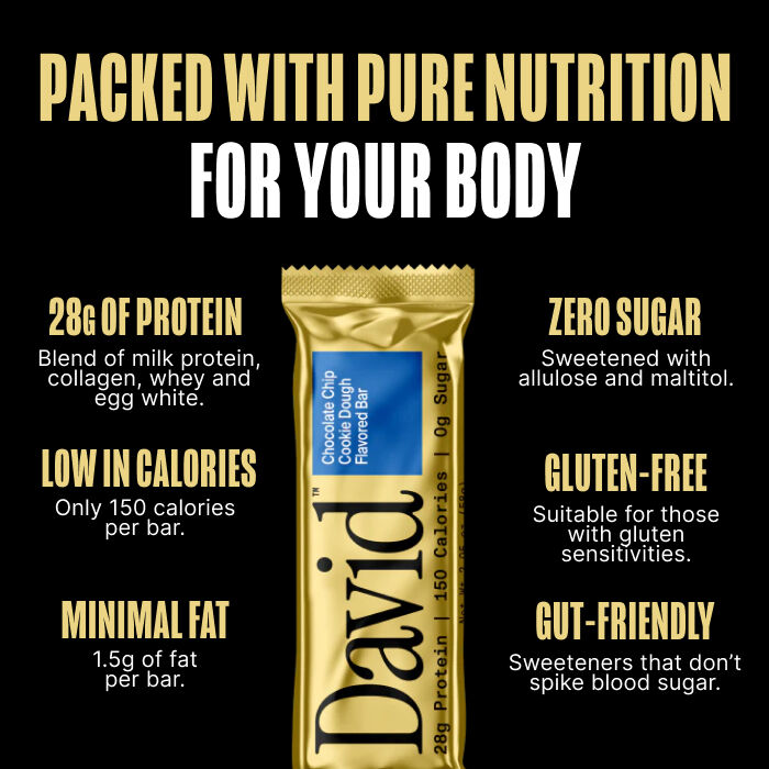 David Protein Bar 12 Bars Chocolate Chip Cookie Dough
