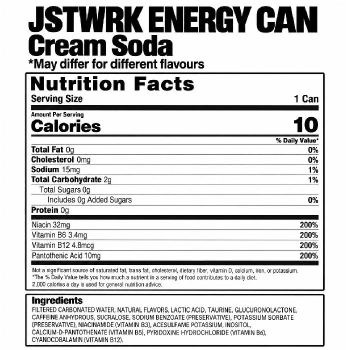 JST WRK Energy Can 1 Can Orange Soda