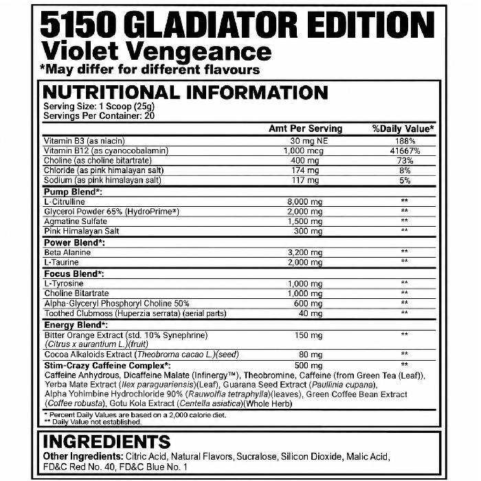5150 Gladiator Pre Workout 20 Servings Carnage Crush (Mango Peach) 5150 Gladiator Pre Workout 20 Servings Carnage Crush (Mango Peach)