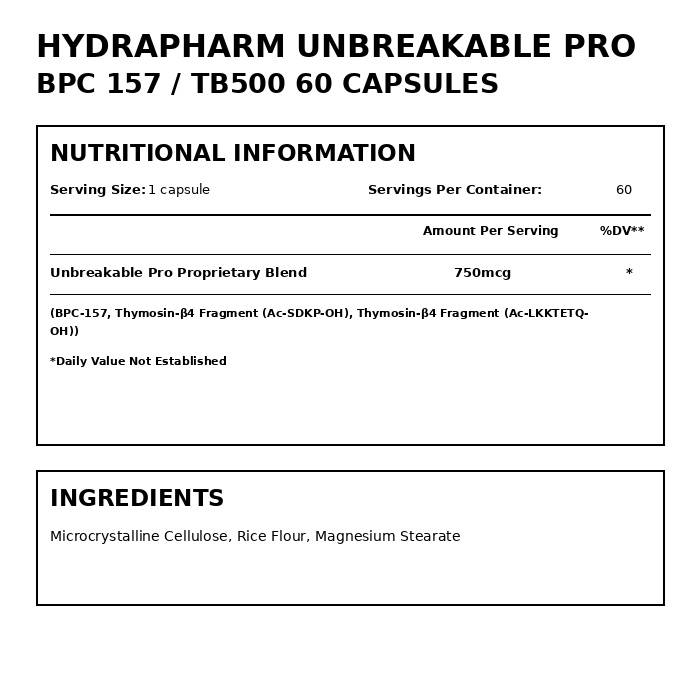 Unbreakable Pro BPC 157/TB500 60 Capsules Unbreakable Pro BPC 157/TB500 60 Capsules