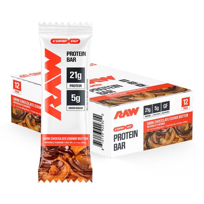 RAW Protein Bar 12 Bars Dark Chocolate Cookie Butter